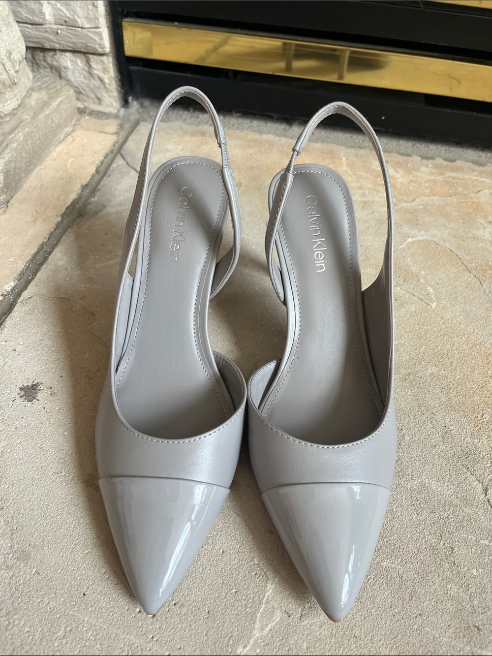 Calvin Klein Women's Light Gray Pointed Toe Slingback Pumps - Picture 2 of 5